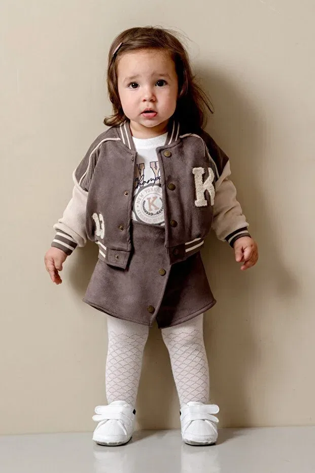 Детский комплект для девочек из замши Jnf Kids, Taupe — фото 3