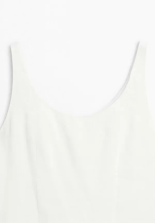 Платье из льна и вискозы Massimo Dutti, белый — фото 4