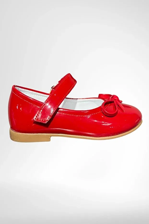 Детские ортопедические туфли для девочек с бантом Mini Angel, Red — фото 3