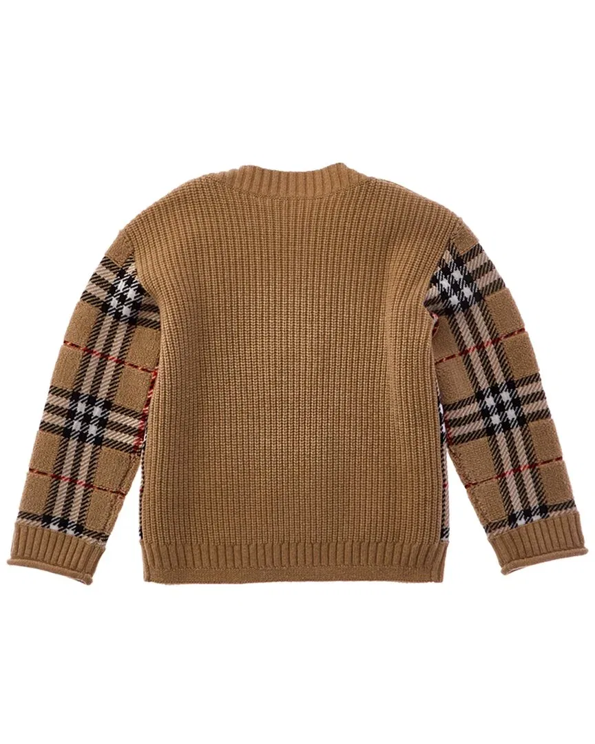 Детский свитер Burberry из шерсти, коричневый — фото 2