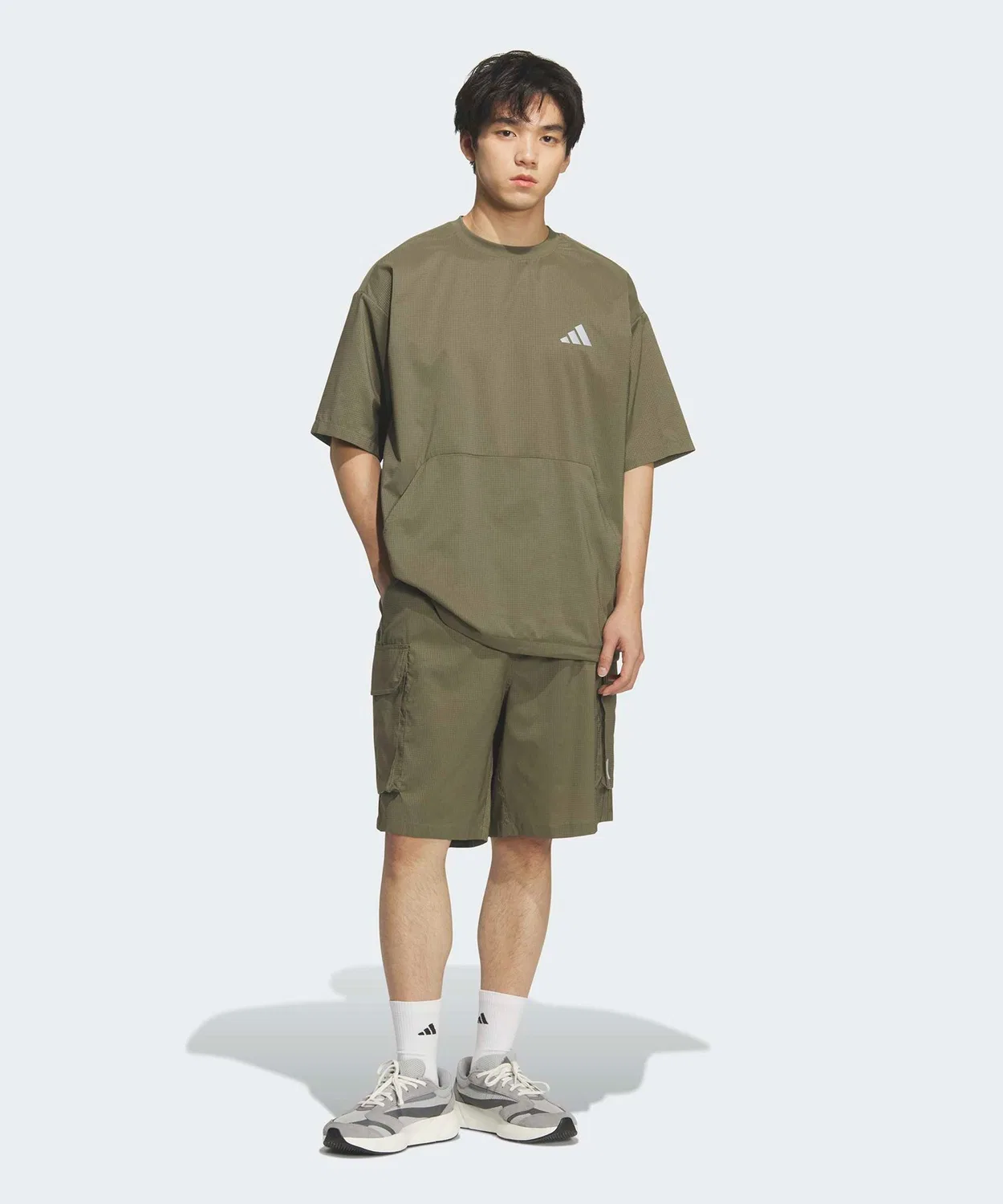 Мужские шорты-карго свободного кроя из рипстопа Adidas, Khaki — фото 4