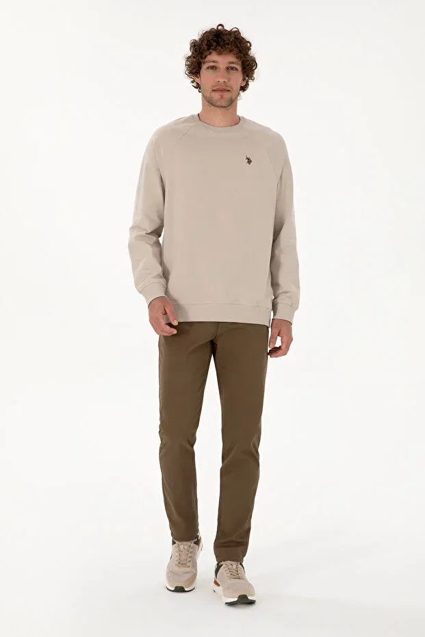 Мужские брюки узкие из ткани с брендом U.S. Polo Assn., Khaki