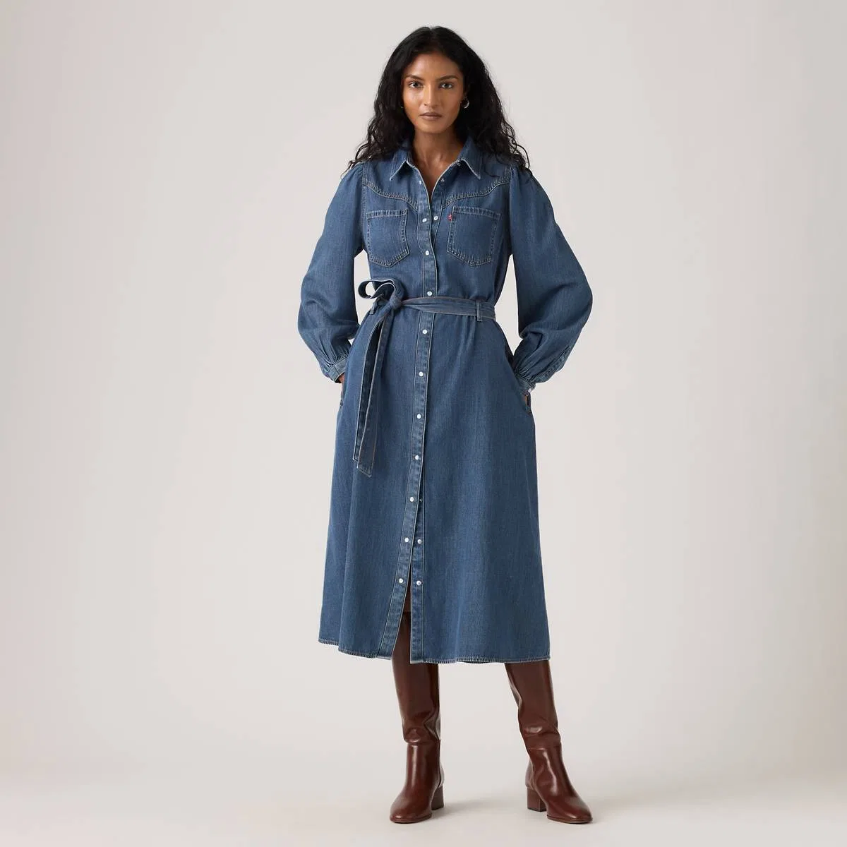 Длинное платье с длинными рукавами Journey Levi's, Celestial Blue - Medium Wash — фото 3