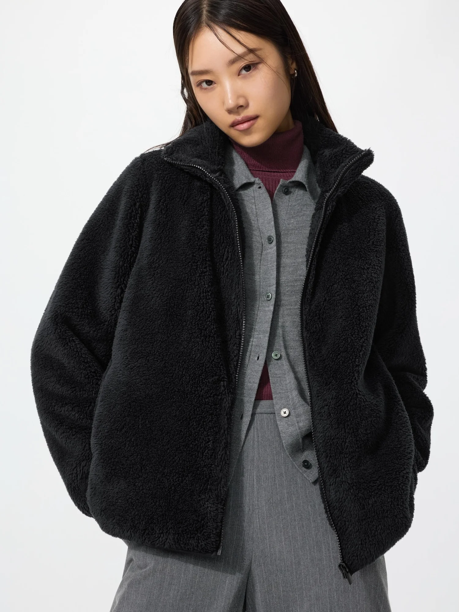 Куртка UNIQLO Furley Fleece Full Zip, черный