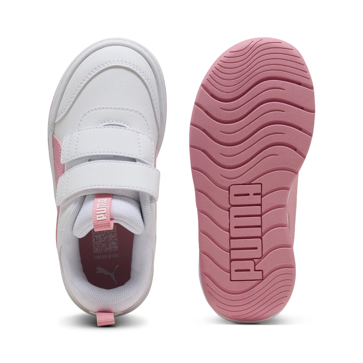 Детские кроссовки с липучкой Multiflex 2 Puma, Weiss Rosa — фото 4