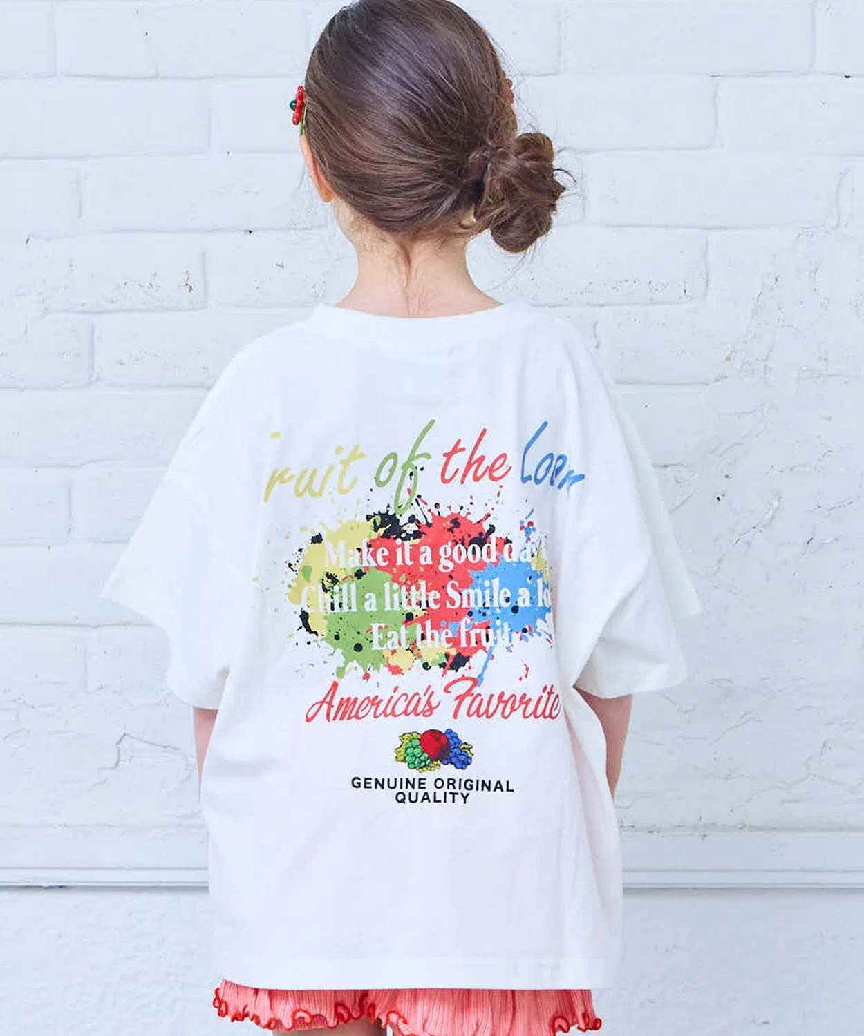 Детская футболка с принтом FRUIT OF THE LOOM, Off White
