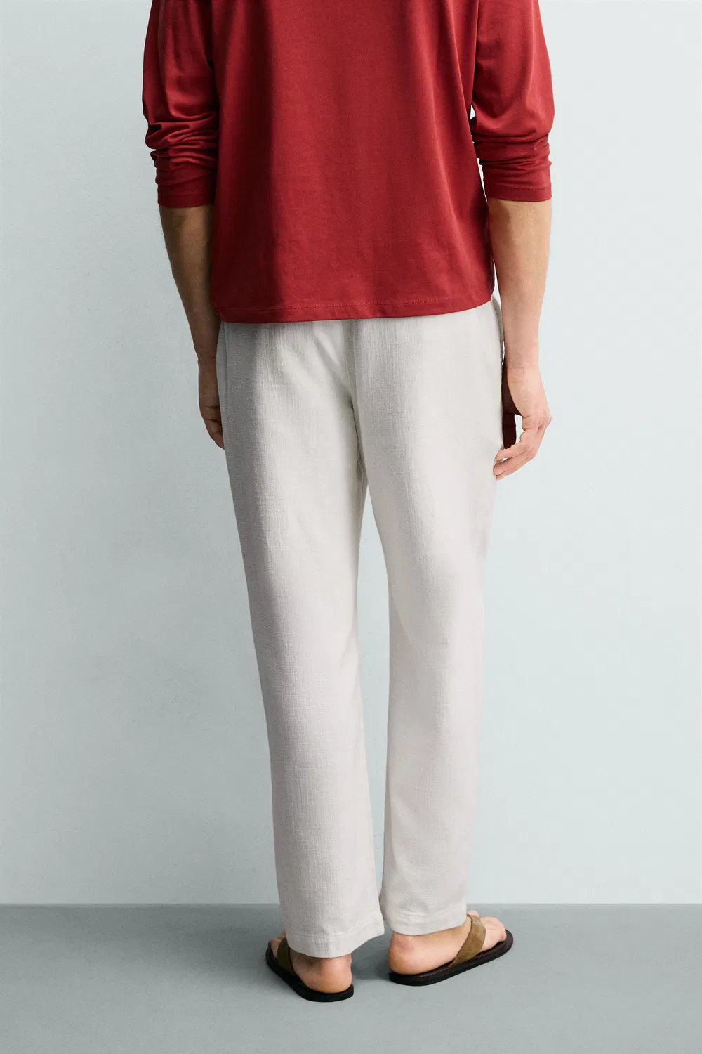Текстурированные брюки свободного кроя ZARA, Oyster-White — фото 3
