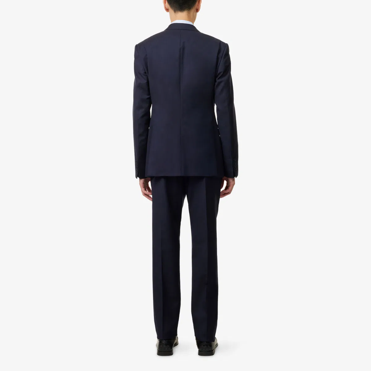 Однобортный шерстяной костюм с лацканами Emporio Armani, темно-синий — фото 4