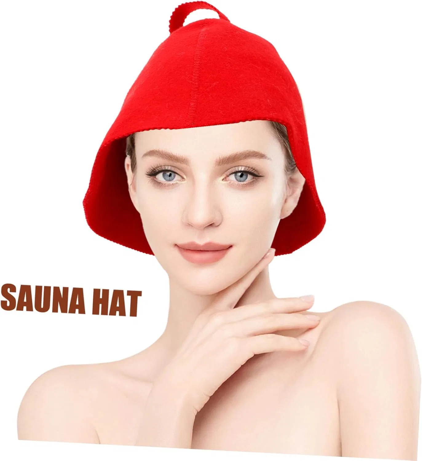 Шапочка для душа из войлока, COLLBATH, 30x25x25 см, Красный — фото 3
