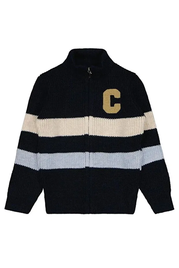 Детский кардиган с принтом C embroidered striped Civil Boys, Navy Blue