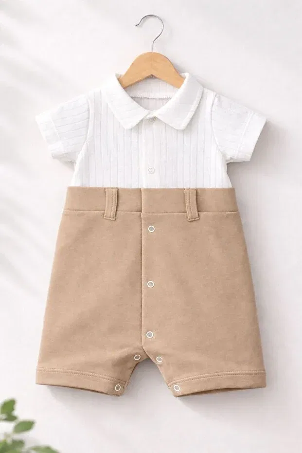 Детский комбинезон для мальчиков хлопковый Premium jacquard My Balloon Baby & Kids, Beige