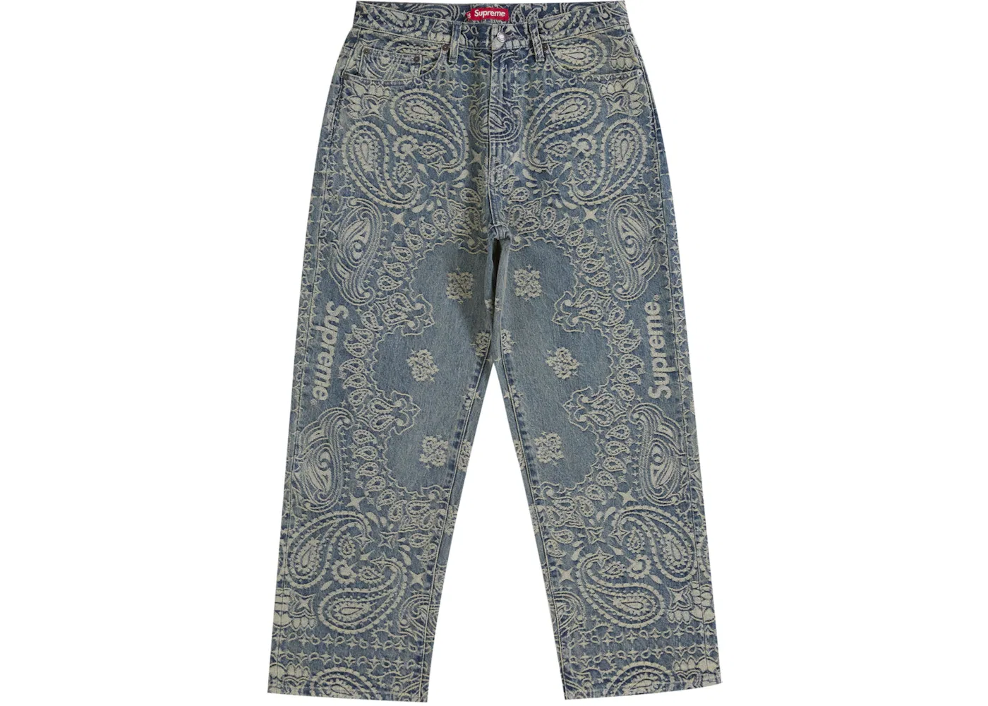 Мужские джинсы свободного кроя с принтом Bandana Jacquard Supreme, Blue