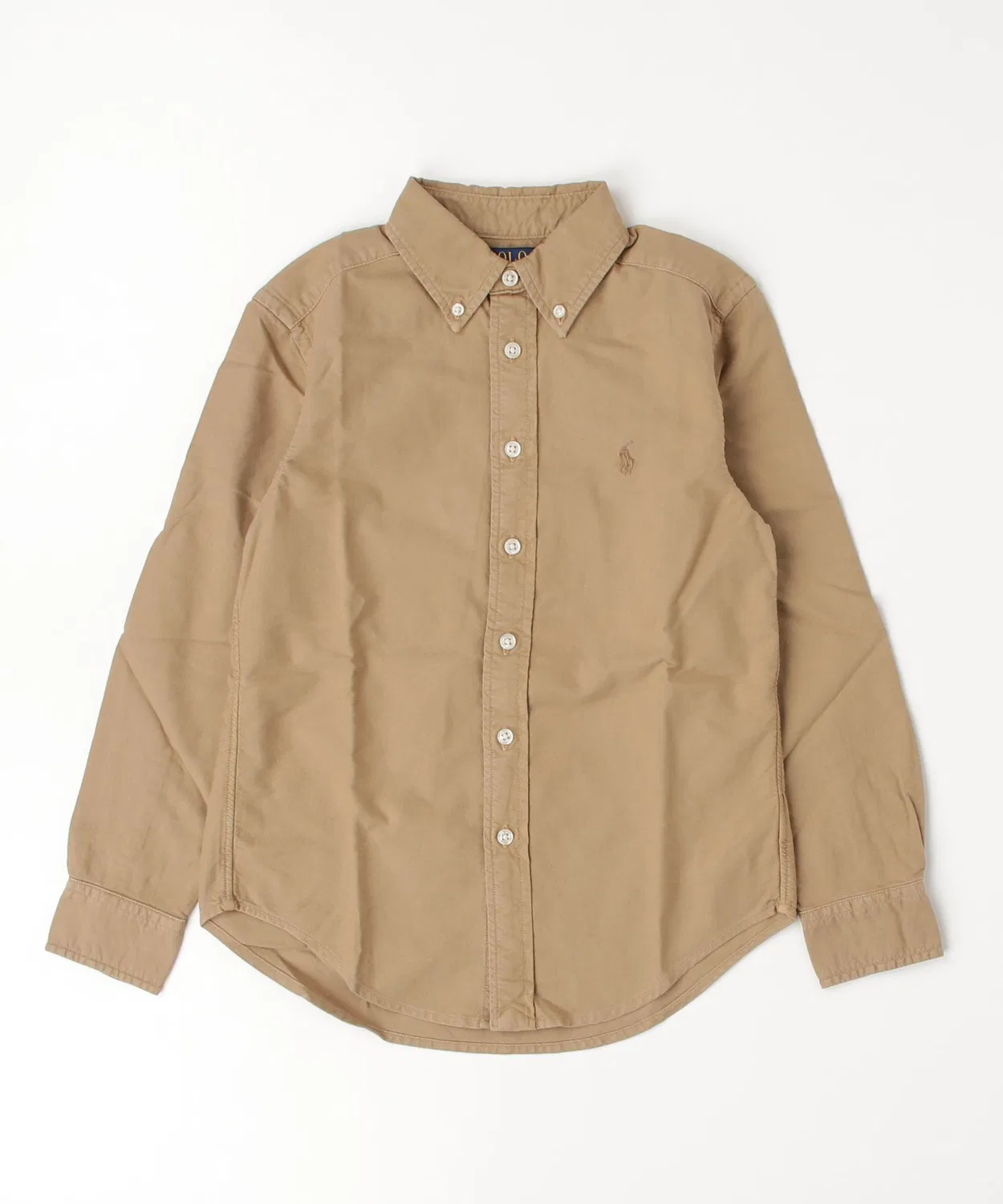 Детская рубашка с длинным рукавом оксфорд, модель Garment Dyed Oxford POLO RALPH LAUREN CHILDRENSWEAR, Коричневый — фото 3