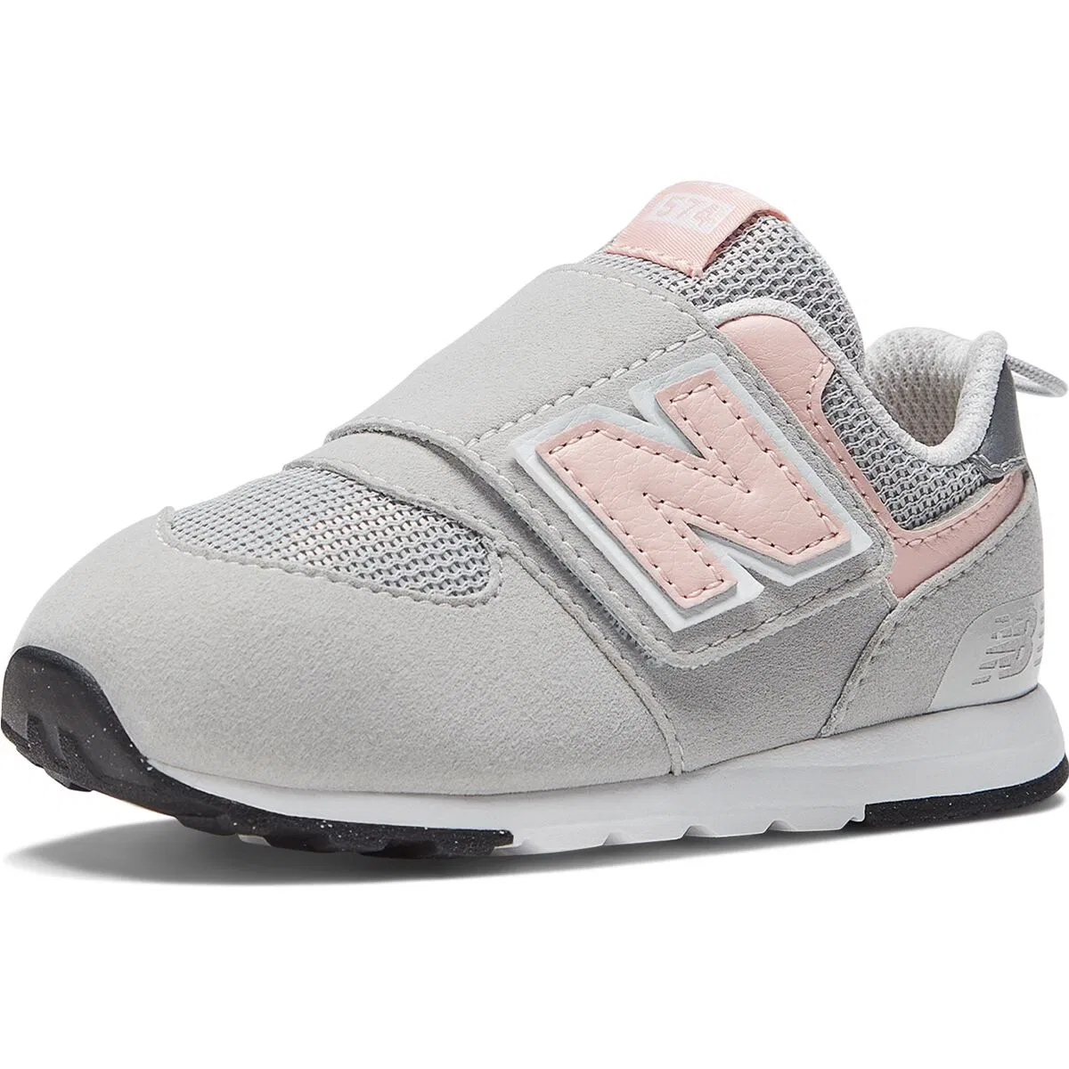 Детские кроссовки для мальчиков на липучке 574 new-b hook & loop shoe New Balance, Rain Cloud/Pink Haze — фото 3