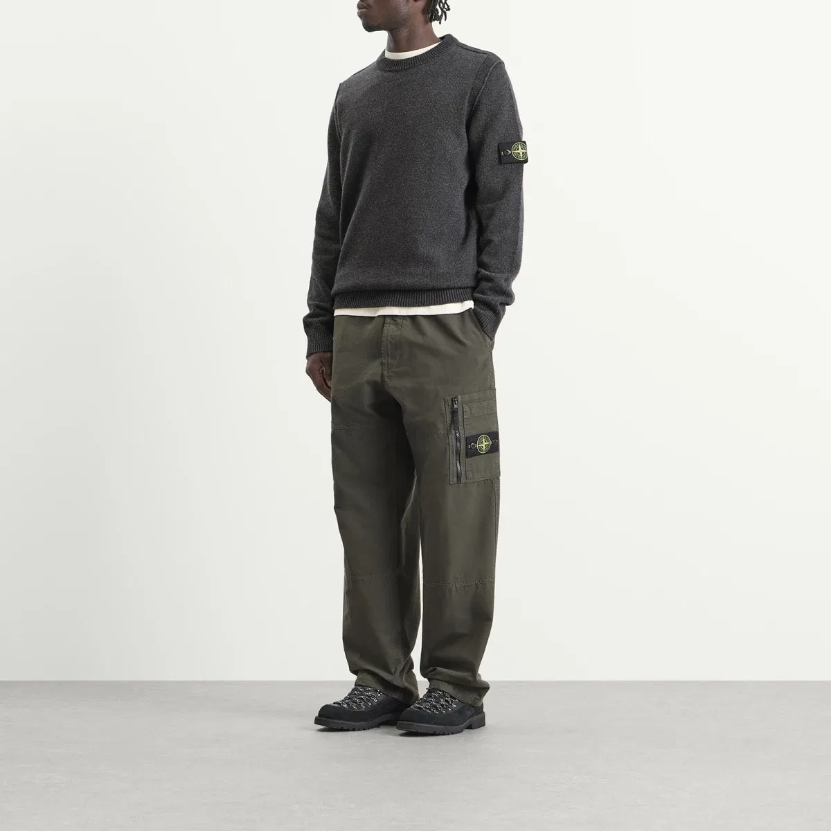Джемпер из шерсти ягненка с отстегивающимся бейджем Stone Island, Lead Melange — фото 4