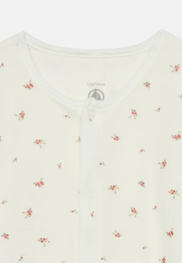 Комплект пижамы цветочный Bonnet unisex set Petit Bateau, off-white, белый — фото 3