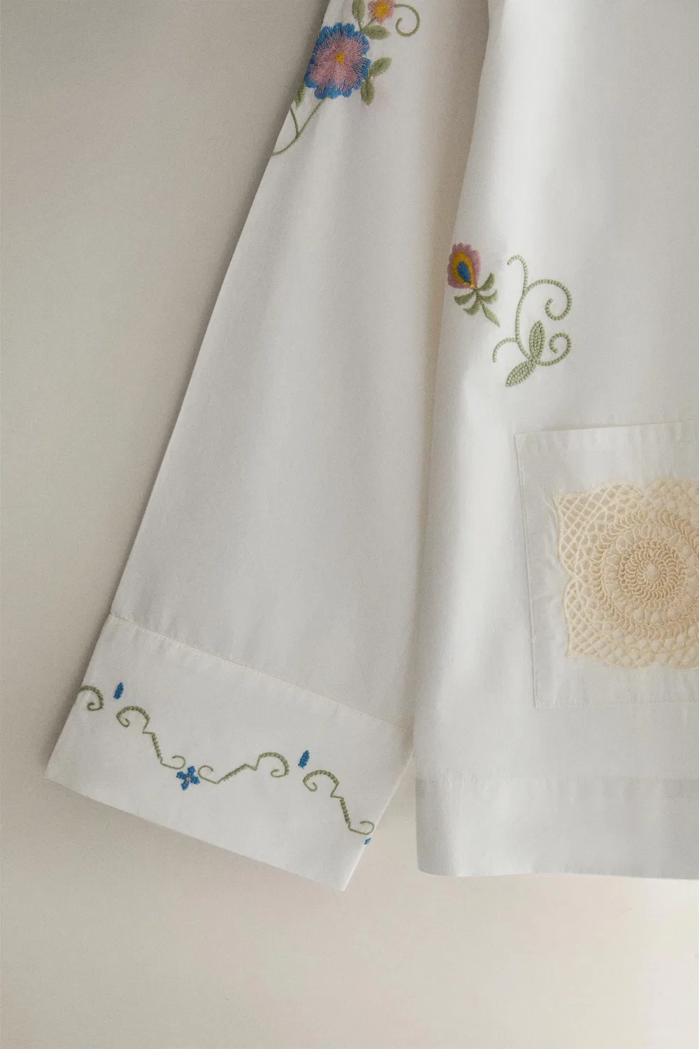 Вязаная блузка с вышивкой ZARA, Oyster-white — фото 3