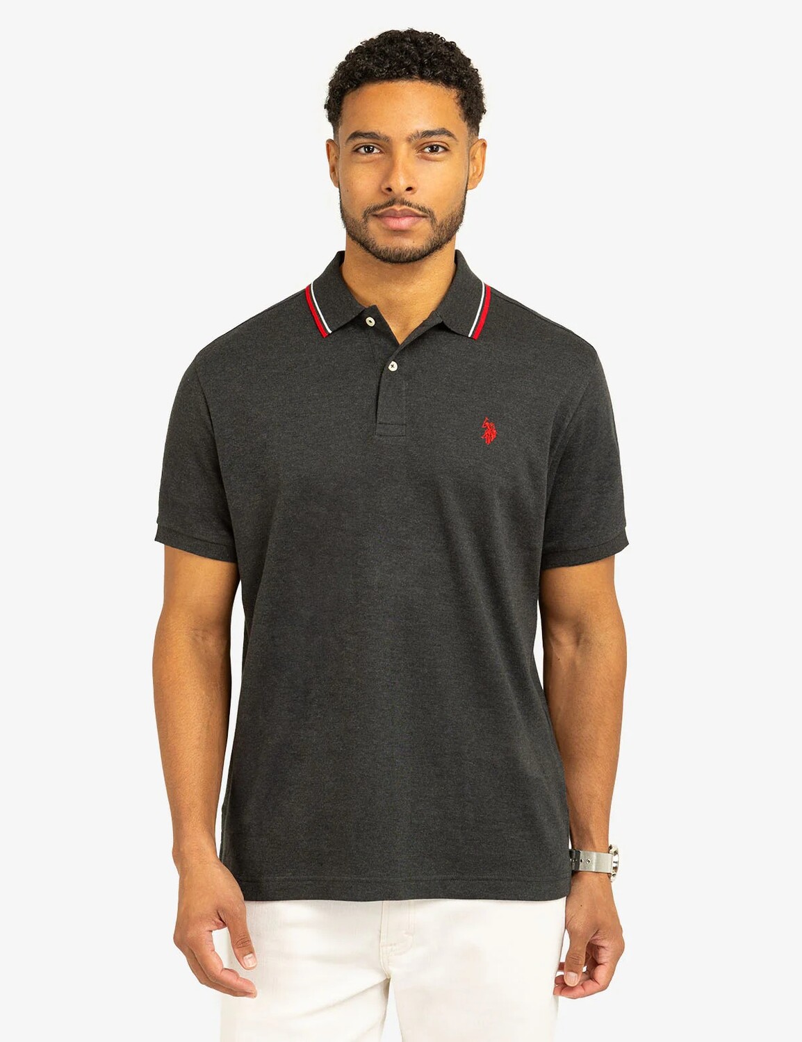 

Футболка поло U.S. Polo Assn. Slim Fit Tipped Interlock, черный