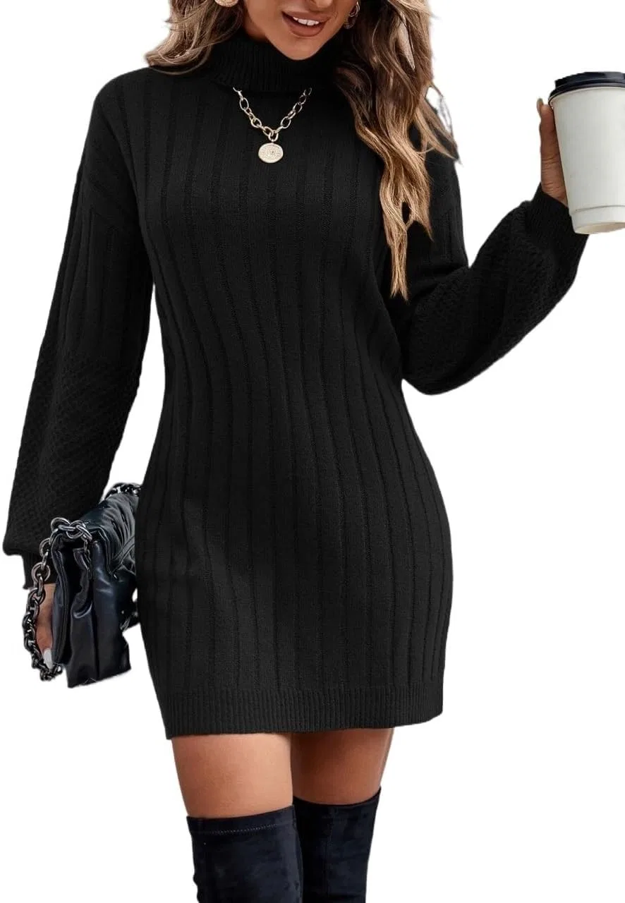 Женское платье-свитер с длинным рукавом Drop Shoulder, Black