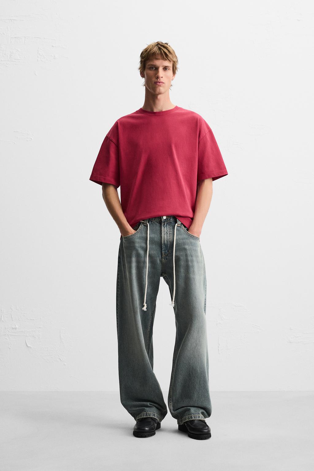 

Базовая футболка в тяжелом весе ZARA, цвет Raspberry