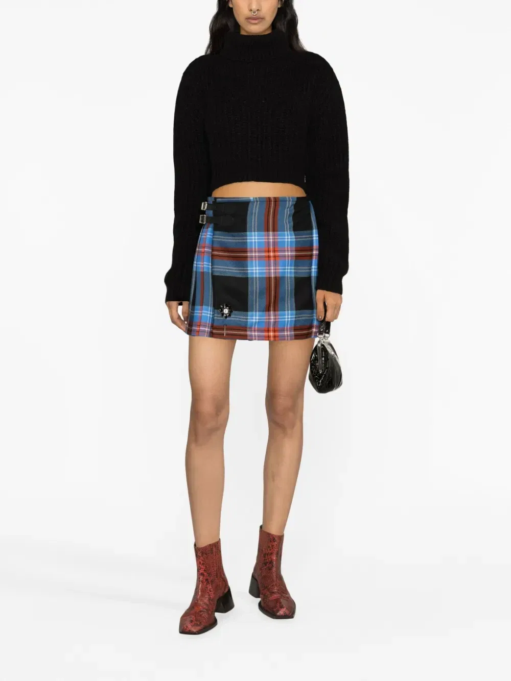 Укороченный джемпер крупной вязки Dsquared2, черный — фото 2