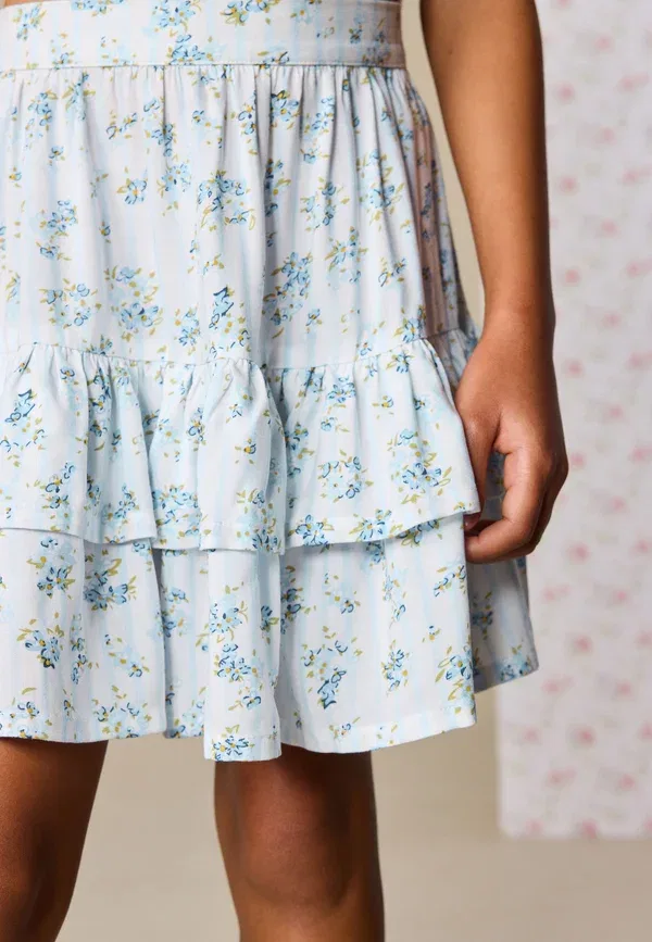 Комплект: юбка A-line и топ на завязках, Floral, Regular fit-set-a-line skirt, Next Ditsy Stripe, синий — фото 4