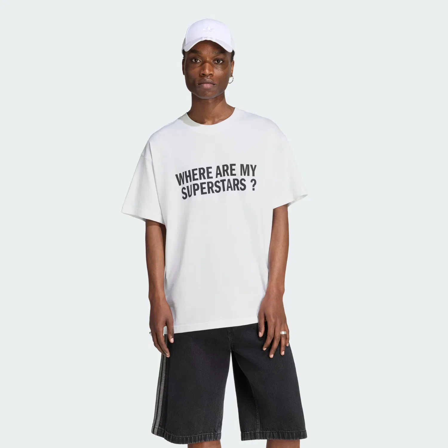 Мужская футболка с принтом Where Are My Superstars Adidas Originals, белая