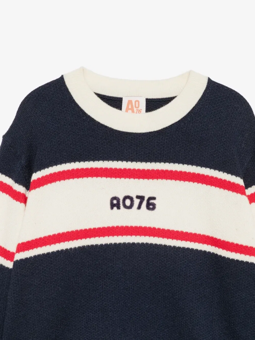 Полосатый свитер с вышитым логотипом American Outfitters Kids, синий — фото 3