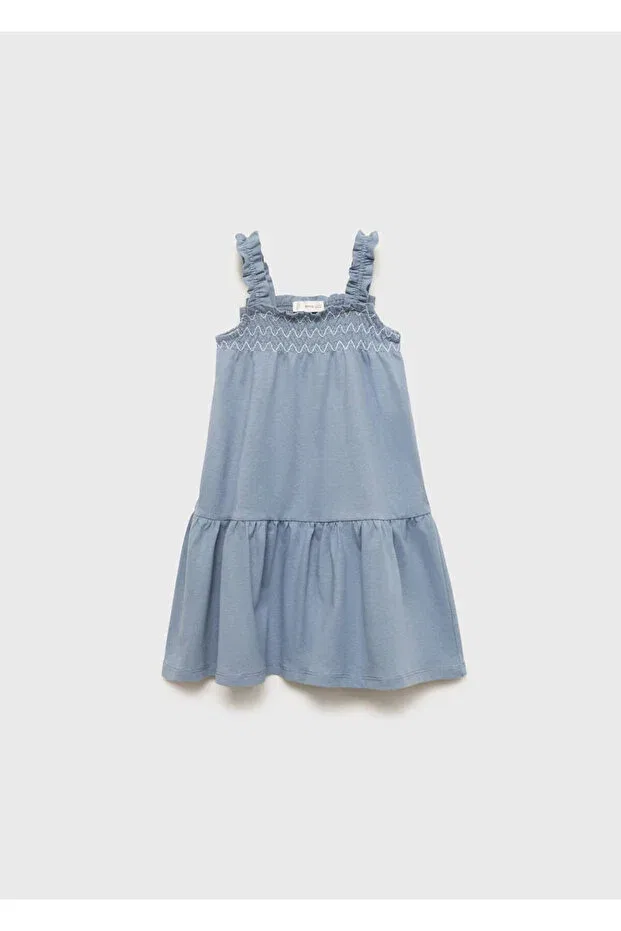 Детское платье для девочек с защипами Mango Baby, Blue — фото 2