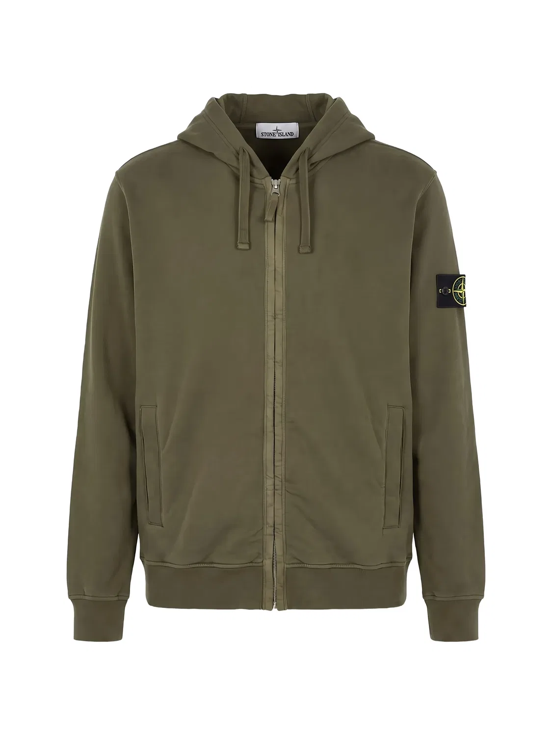 Худи на молнии с патчем зеленого цвета Stone Island, зеленый