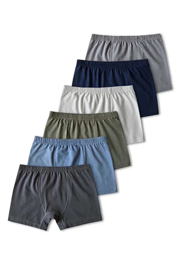 Детские боксеры для мальчиков хлопковые комплект из 6 штук Panfilia, Gray-White-Navy Blue