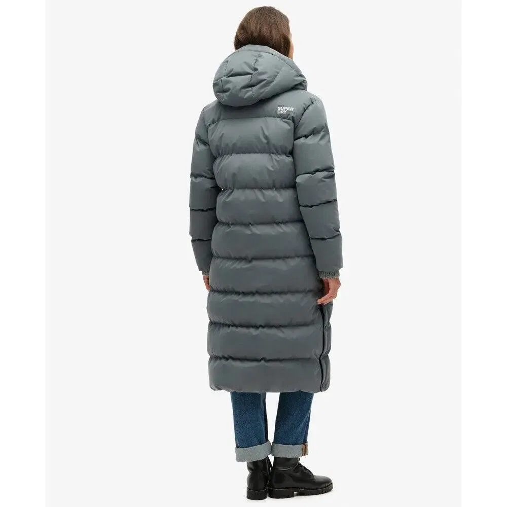 Женская длинная пуховая куртка Superdry Longline, Цвет Grau / Schwarz / Braun — фото 4