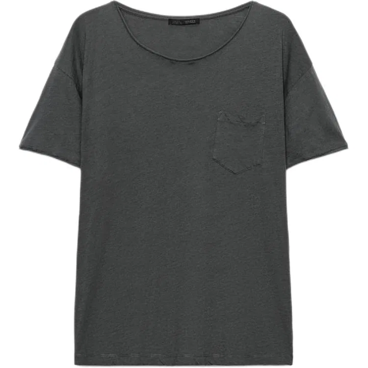 Женская футболка с круглым вырезом Coal Gray ZARA