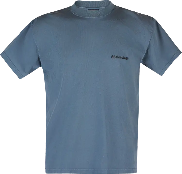

Футболка Balenciaga BB Center Logo Tee 'Washed Blue/Black', синий