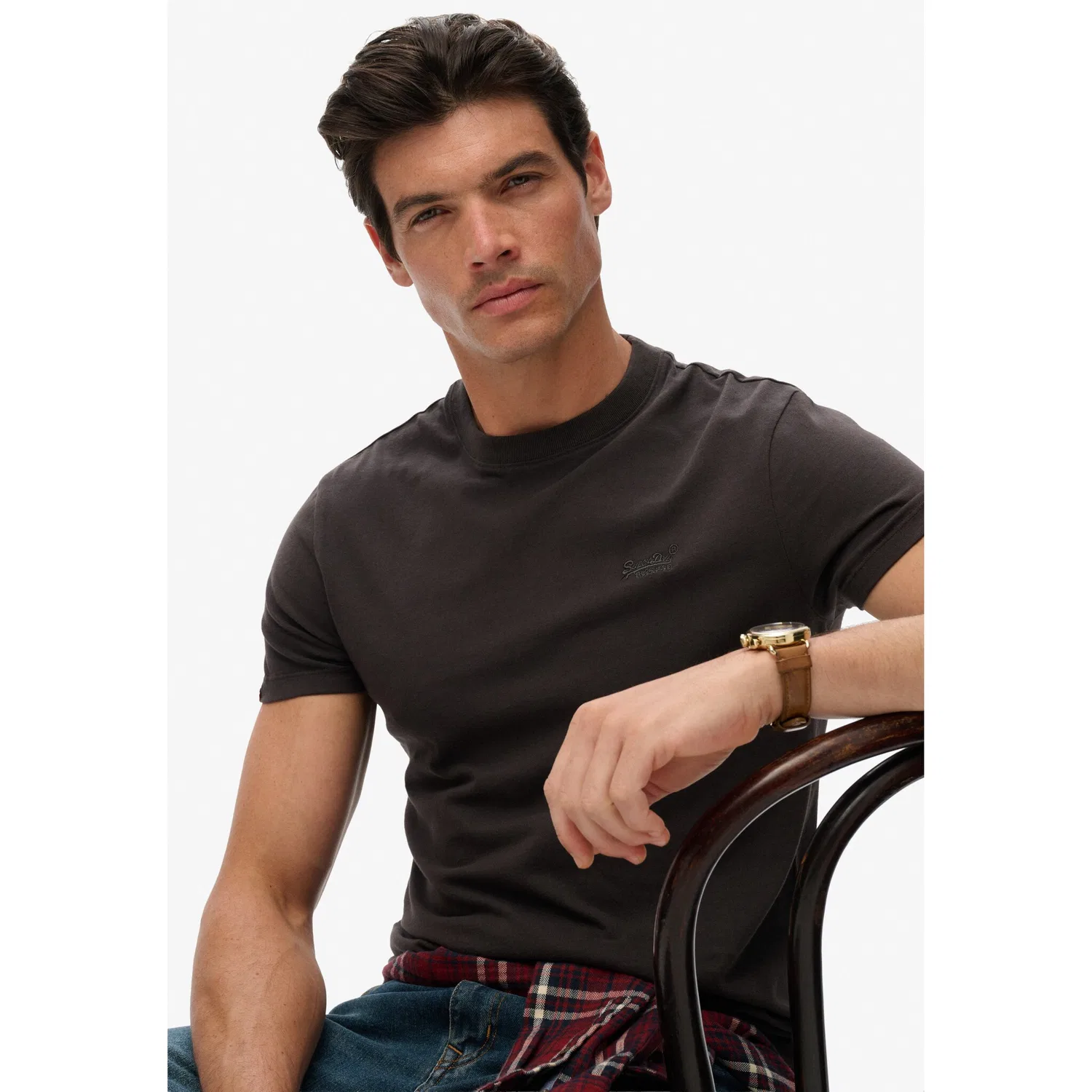 Мужская футболка с вышивкой Superdry, Carbon Black — фото 4