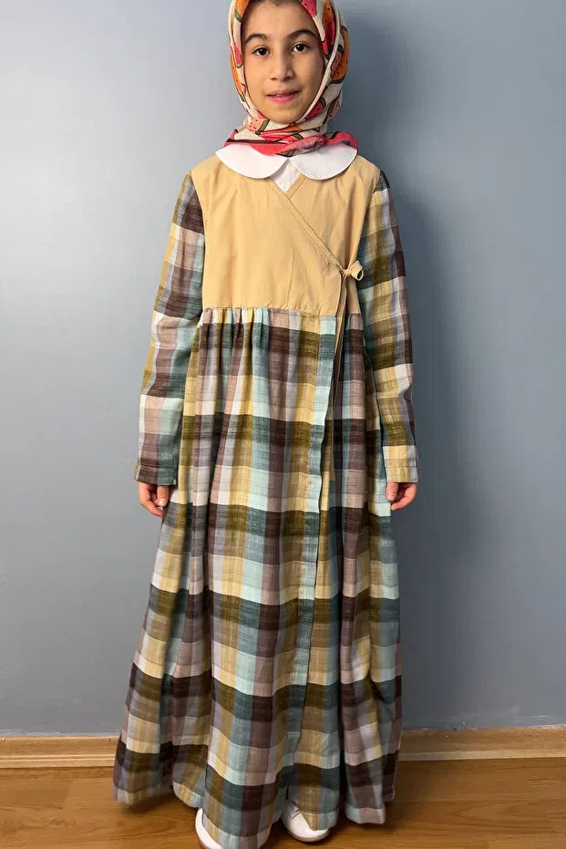 Детское платье для девочек хлопковое Masnu Çocuk, Beige
