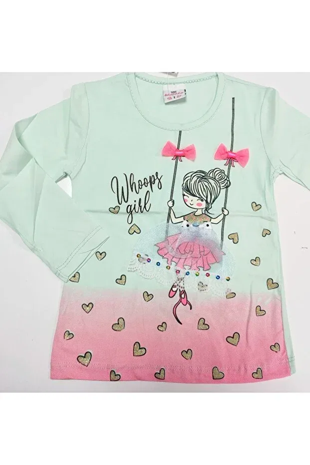 Детская футболка для девочек с принтом Lully Kids, Mint