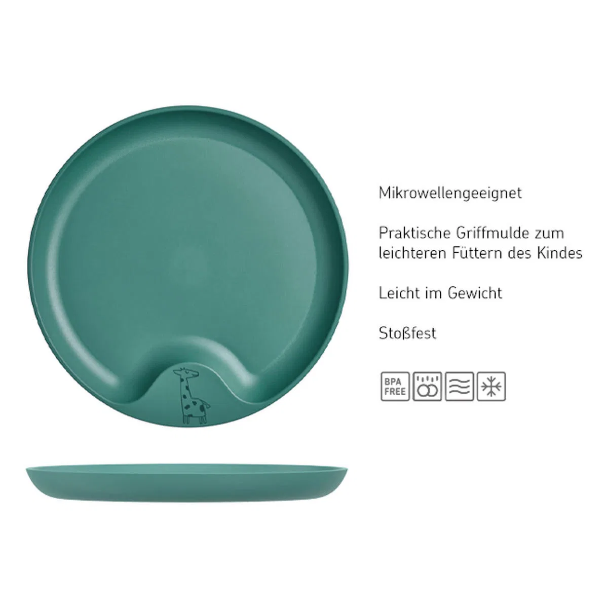 Детская тарелка Mepal Mio, бирюзовая, 22 см, Deep Turquoise — фото 3
