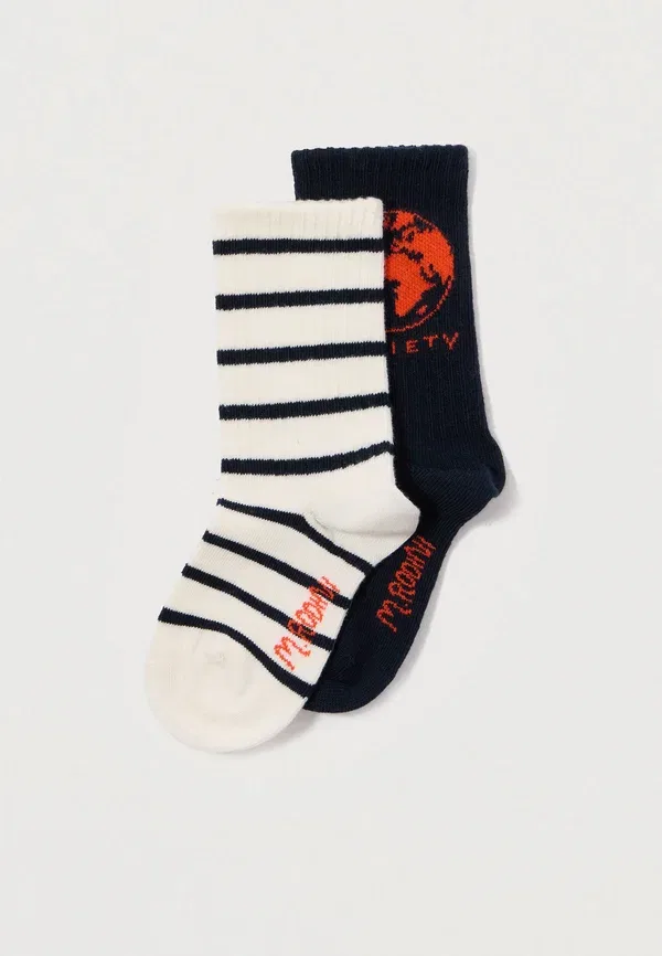 Носки 2 пары из хлопка Society socks unisex Mini Rodini, темно-синий/белый