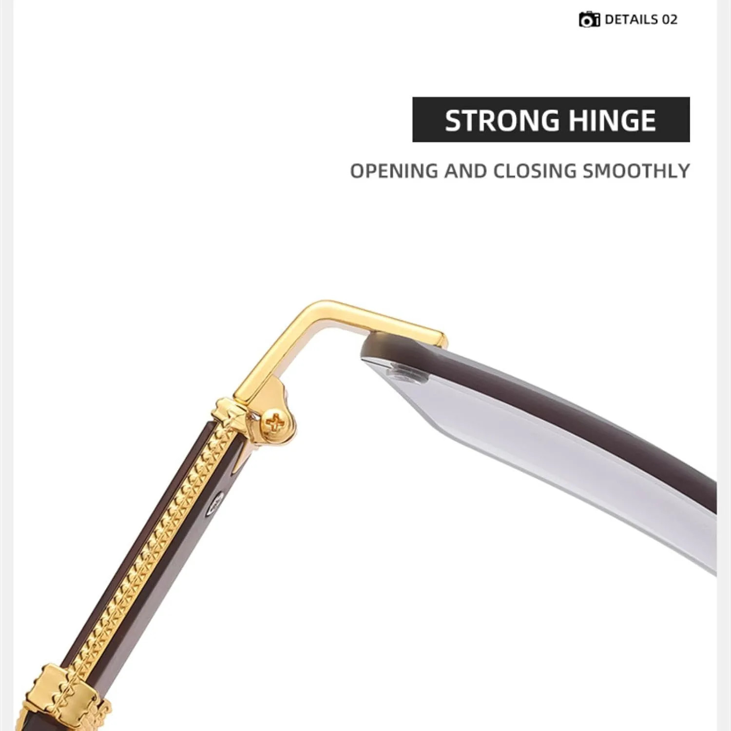 

Винтажные солнцезащитные очки без оправы для мужчин и женщин, с деревянным узором, роскошные, модные, с защитой от УФ-излучения UV400 TVTBBVV, Gold-clear