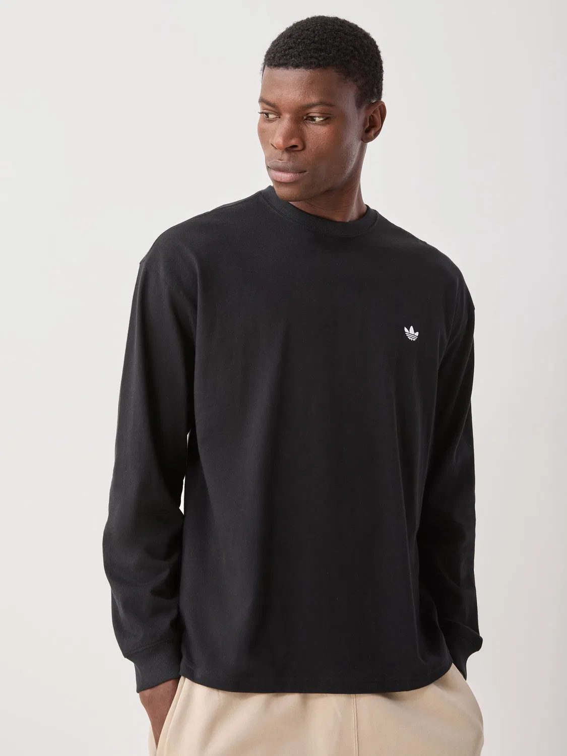 Футболка с длинным рукавом Trefoil Essentials, adidas Originals, черный
