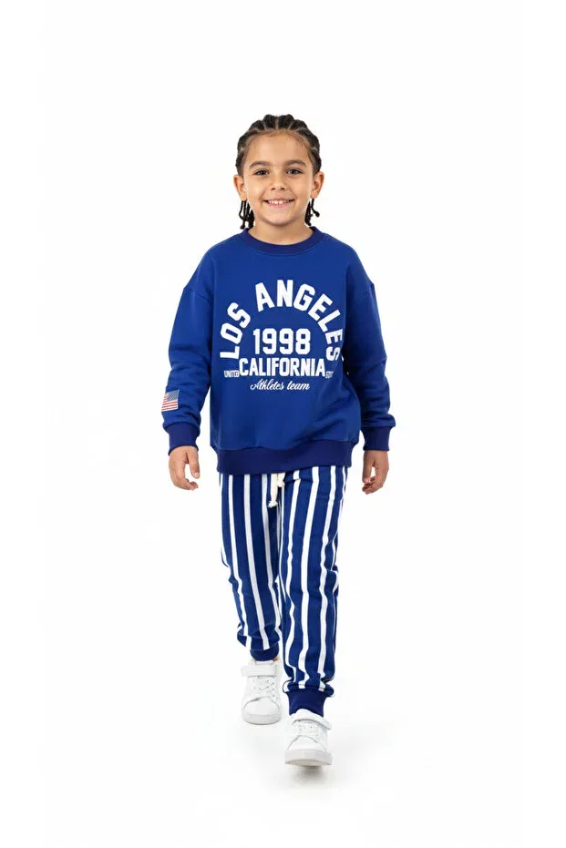 Детский комплект спортивного костюма с принтом Los angeles printed tracksuit set Booni Jooni, Blue — фото 2