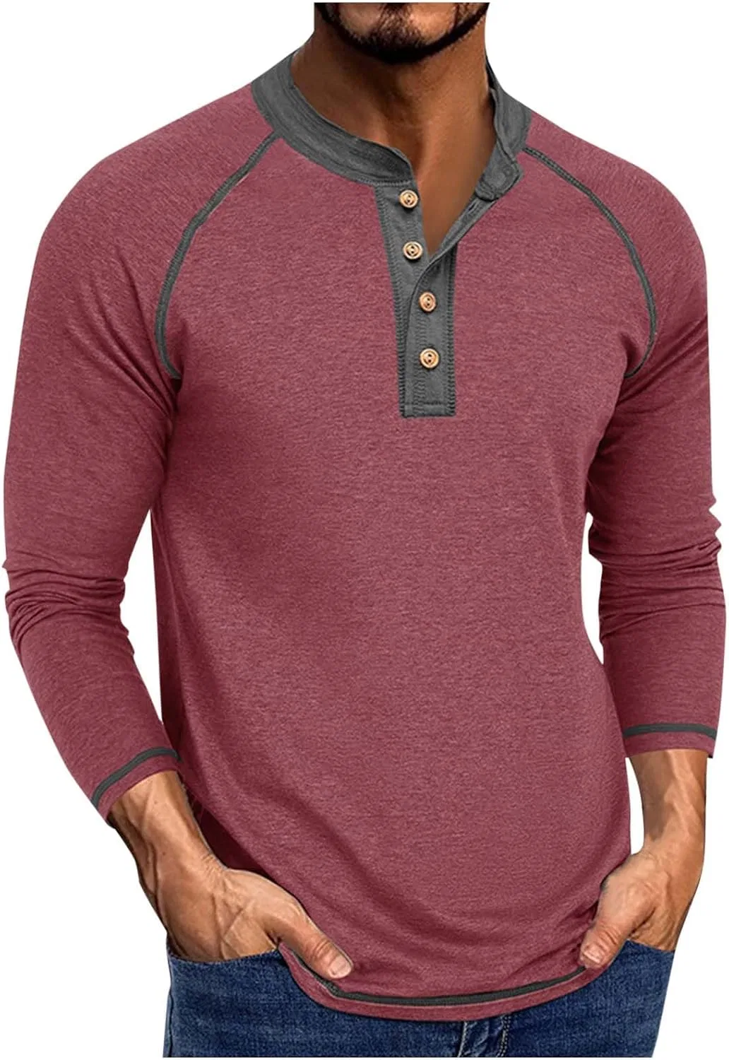 Мужская футболка с полузастежкой Henley Generic, Wine