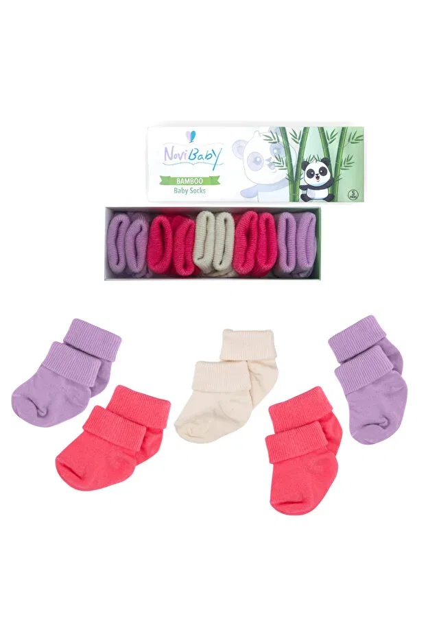 Детские носки для новорожденных из бамбука набор 5 пар Basics Novibaby, Pinky Rose