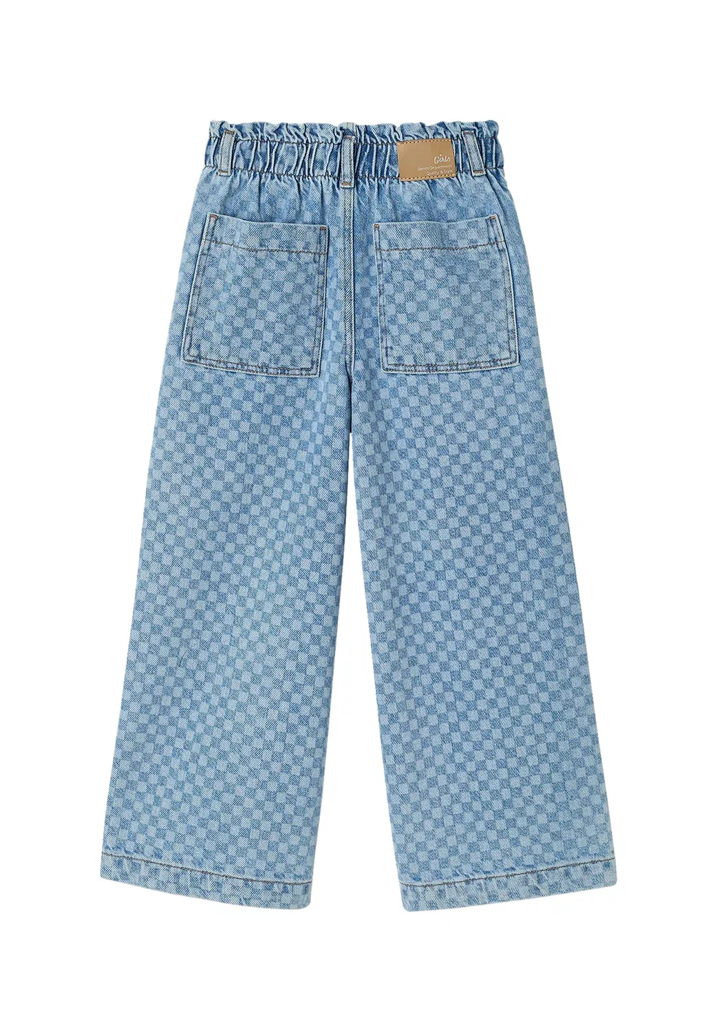 Weite mädchen paperbag-jeans blumenmotive - джинсы свободного кроя Vertbaudet, Helles Blau — фото 2