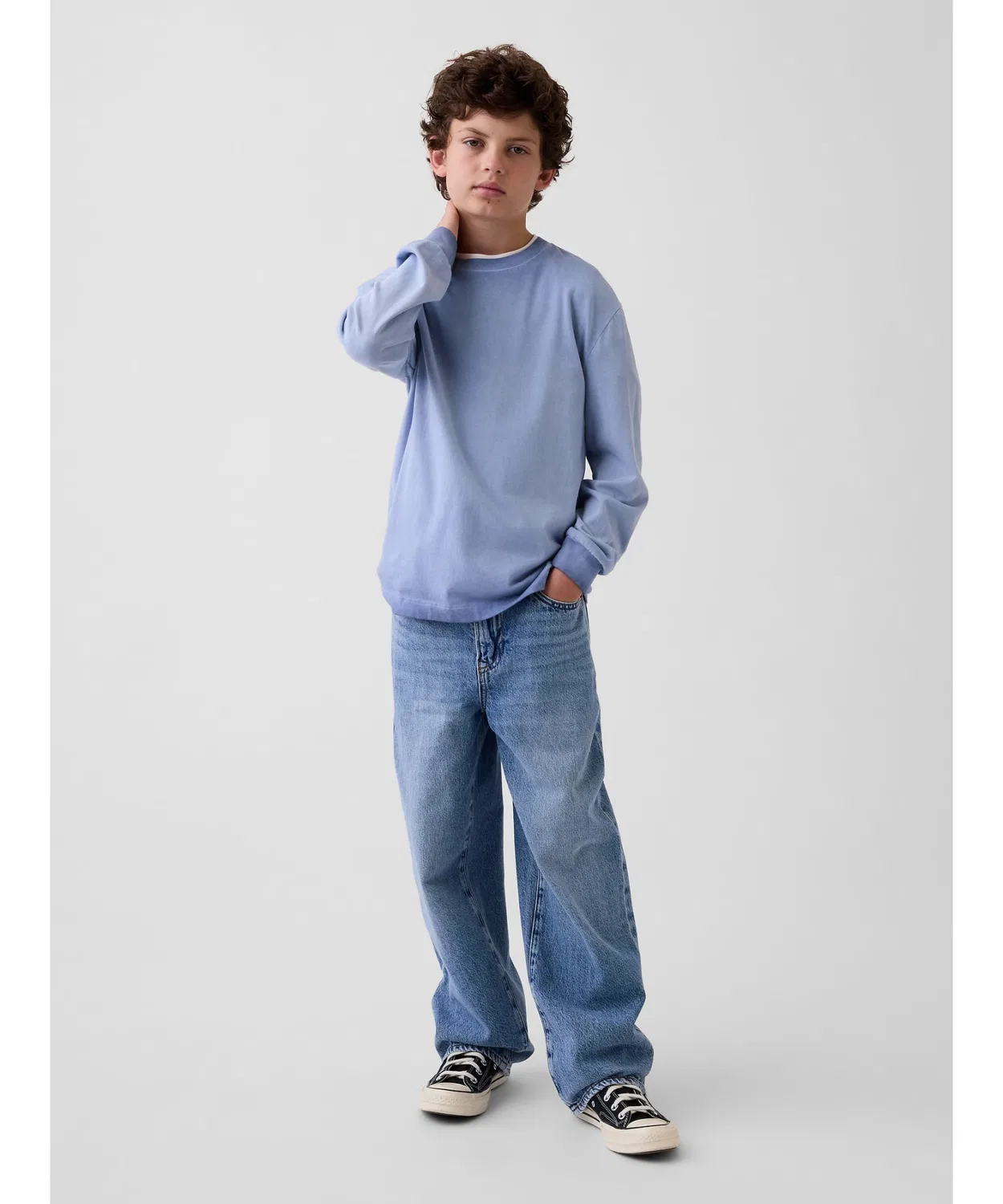 Детские джинсы свободного кроя с регулируемой талией, модель BAGGY GAP, Light Indigo Blue — фото 2
