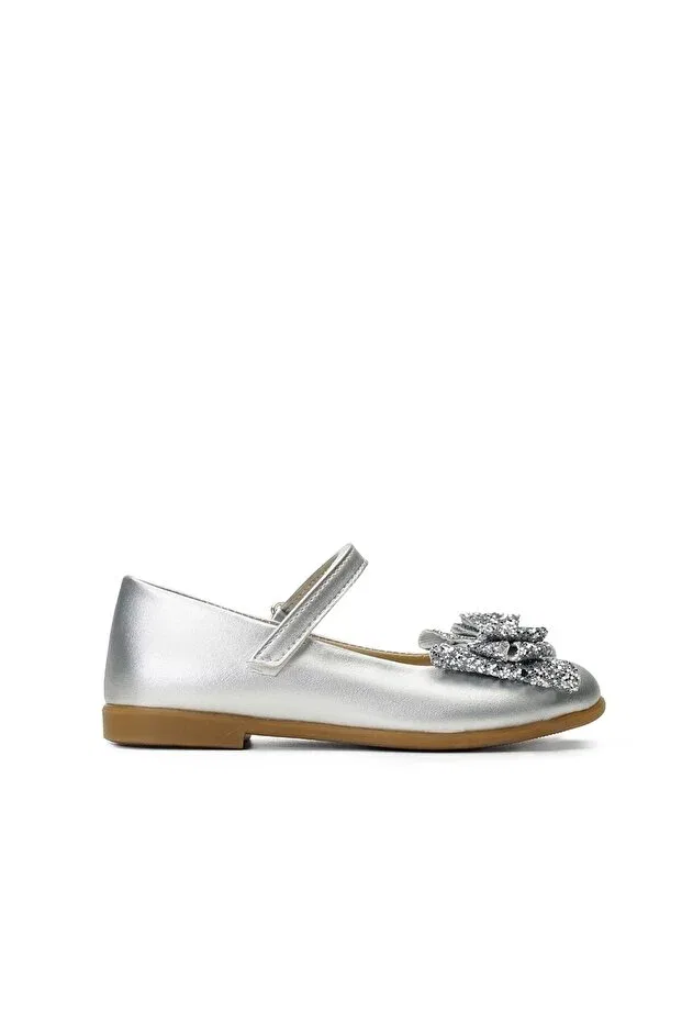 Детские балетки для девочек с бантом Linda Bebbini, Silver