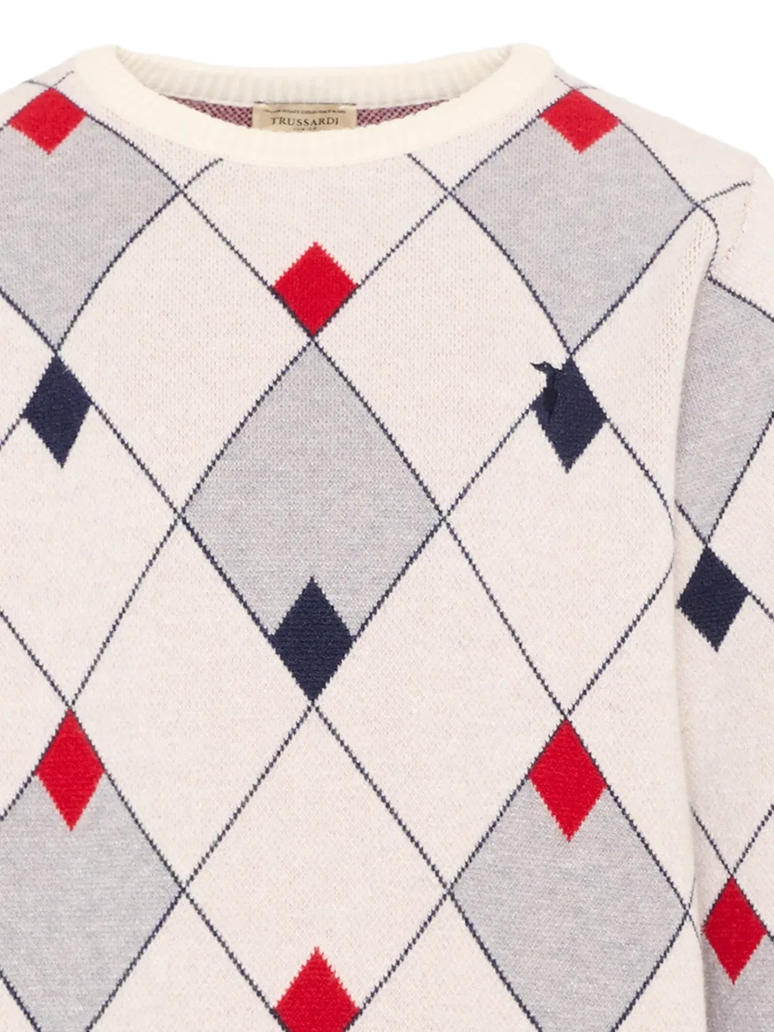 Свитер с вышитым логотипом Trussardi Junior, нейтральные цвета — фото 3