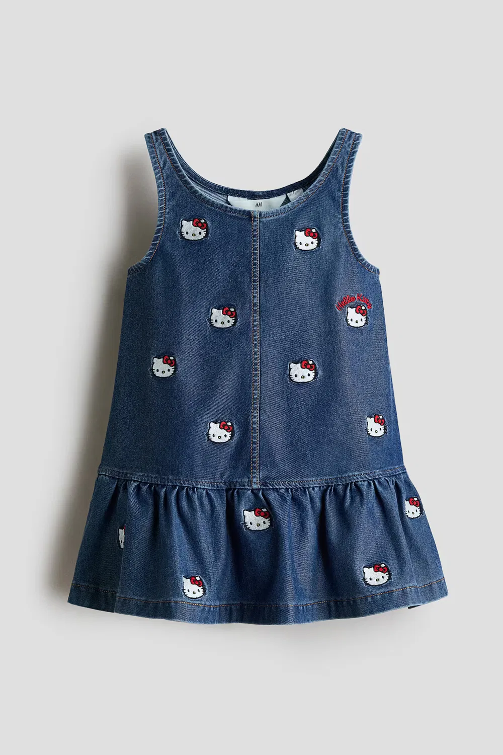 Платье с вышивкой в стиле джинсовой ткани H&M, Denimblau/Hello Kitty