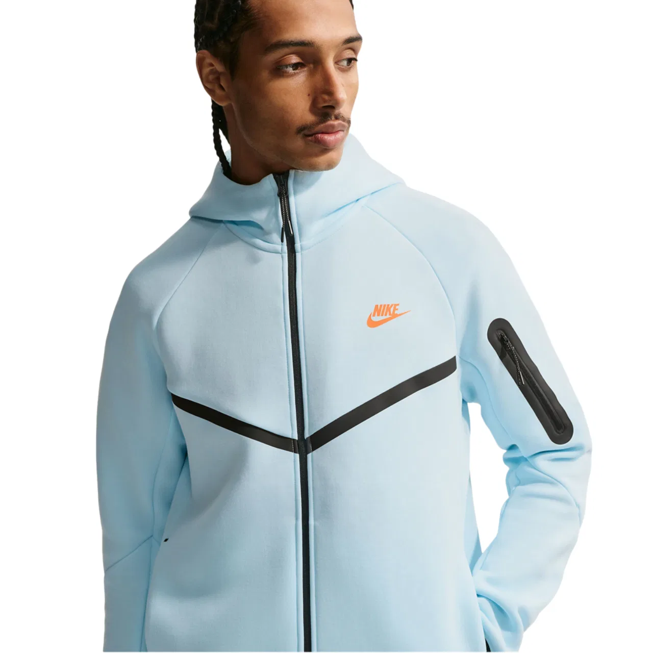 Мужское худи Nike Tech Fleece Full-Zip Windrunner, синий/оранжевый